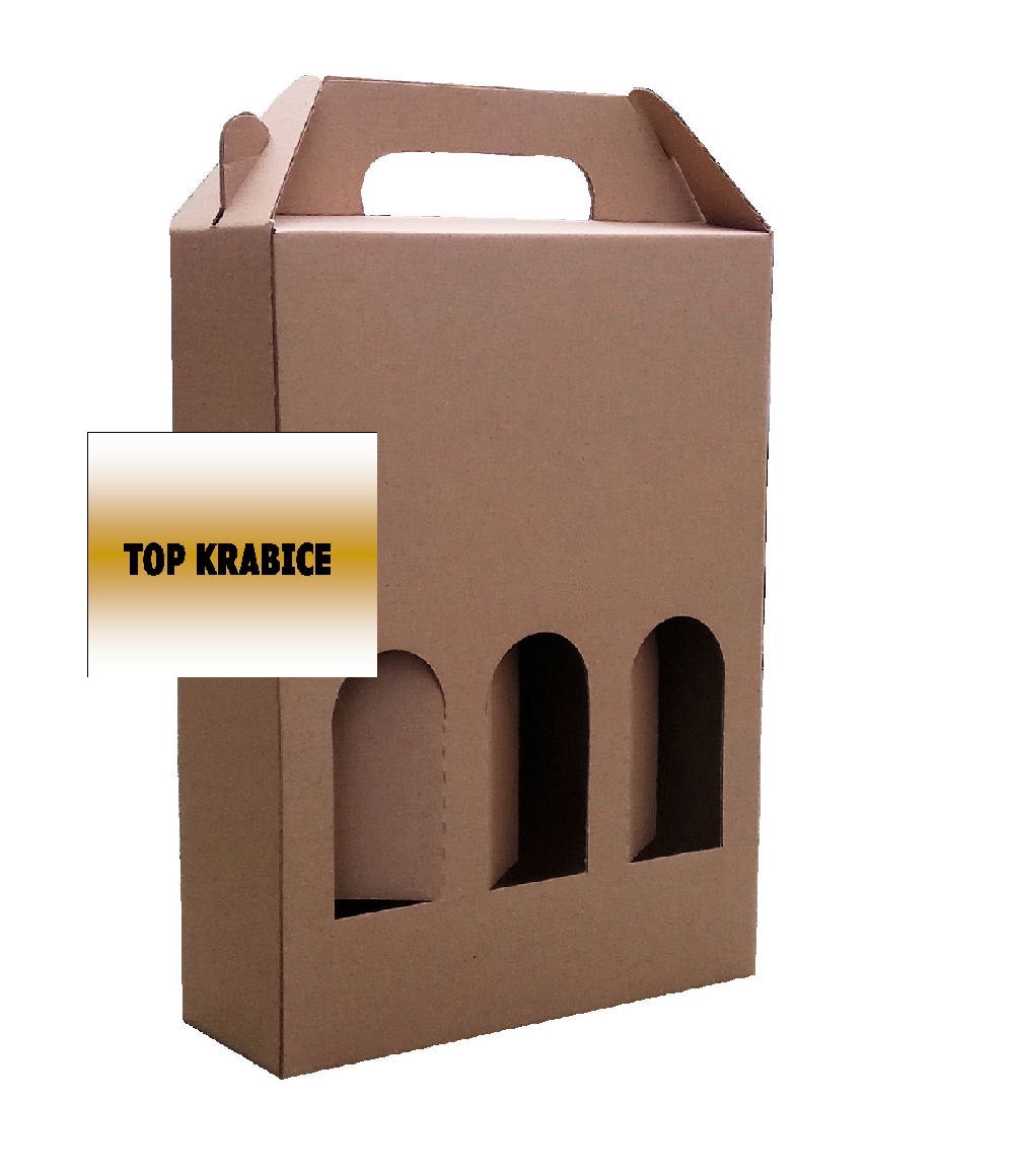 Darčekový obal na víno na 3 fľaše (hnedá)